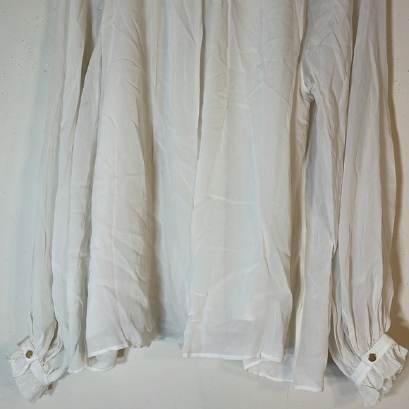 NWT. Boho Banana Republic Small Tall Ruffle Tie-Neck Balloon Sleeve Blou… - Picture 13 of 14